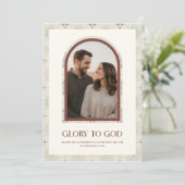 Glory To God Modern Religious Arch Photo Christmas Feestdagenkaart (Staand voorkant)
