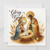 Glory to God Nativity Gold Religious Christmas Feestdagenkaart (Voorkant)
