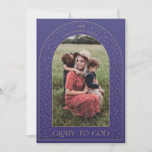 Glory to God Paarse Gold Stars Feestdagenkaart (Voorkant)