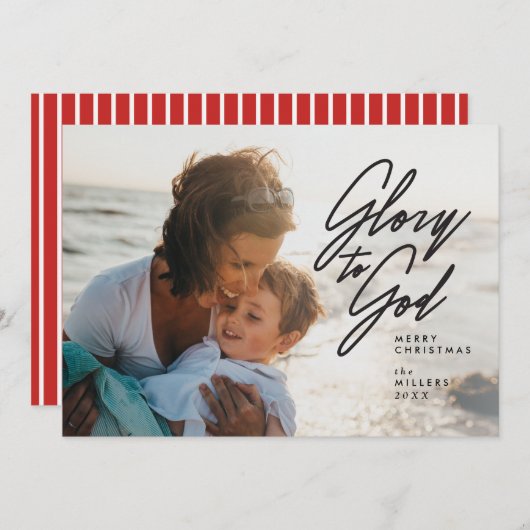 Glory to God, Religieuze kerstfotokaart Kaart (Voorkant / Achterkant)