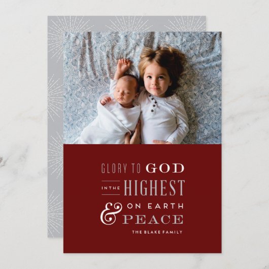 Glory to God Religieuze kerstkaart (Voorkant / Achterkant)