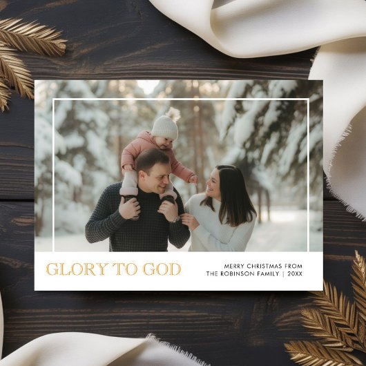 Glory to God Religious Christmas Photo Card Feestdagenkaart