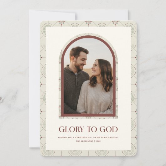 Glory To God Religious Family Arch Photo Christmas Feestdagenkaart (Voorkant)