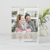 Glory to God Script Kerstmis Mustard Pset Foto Feestdagenkaart (Staand voorkant)