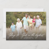 Glory to God Script Religieuze kerstfoto Feestdagenkaart (Voorkant)