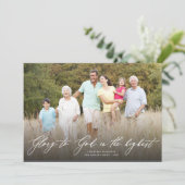 Glory to God Script Religieuze kerstfoto Feestdagenkaart (Staand voorkant)