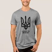 Glory To Heroes & Ukrainian Trident Coat of Arms  Tri-Blend Shirt (Voorkant)