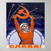 "Glory to soviet people and pioneers of Space" Sov Poster (Voorkant)
