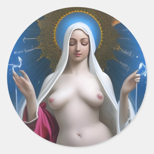 Glory to the Divine Breast of Mary Classic Round S Ronde Sticker (Voorkant)