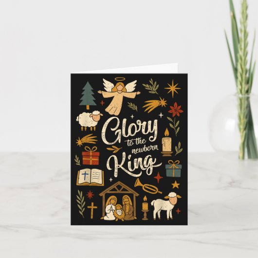 Glory To The Newborn King Christmas Nativity Scene Kaart (Voorkant)