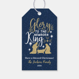 Glory to the Newborn King Glitter Cadeaulabel
