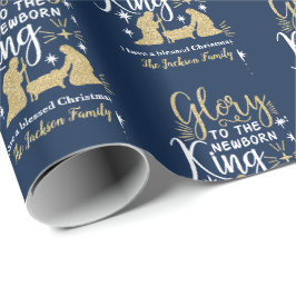 Glory to the Newborn King Glitter Kerstmis Cadeaupapier