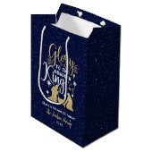 Glory to the Newborn King Glitter Kerstmis Medium Cadeauzakje (Voorkant Gekanteld)