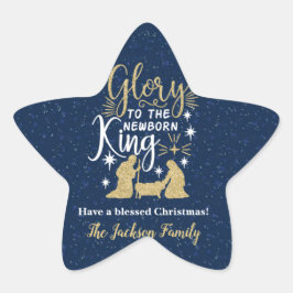 Glory to the Newborn King Glitter Ster Sticker