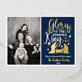 Glory to the Newborn King kerstfoto Folie Feestdagenkaart