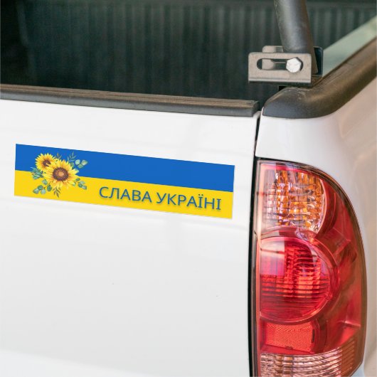 Glory to Ukraine Sunflower Flag Bumpersticker (Op Truck)