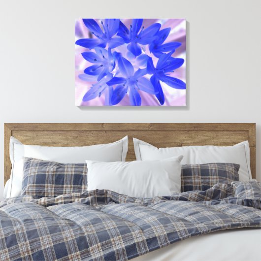 Glory van de sneeuwschokkende Blauw Canvas Afdrukk (Insitu (Slaapkamer))