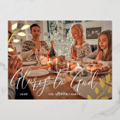 Glory voor God Botanische Kerstmis Folie Feestdagen Briefkaart (Voorkant)