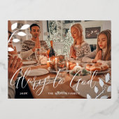 Glory voor God Botanische Kerstmis Folie Feestdagen Briefkaart (Voorkant)