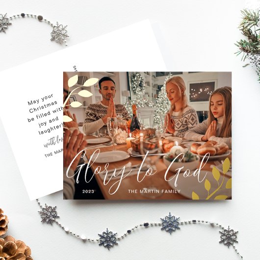 Glory voor God Botanische Kerstmis Folie Feestdagen Briefkaart