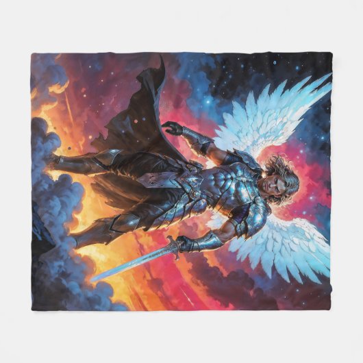 Gloryblade Aartsengel Michaël Fleece Deken (Voorkant (Horizontaal))