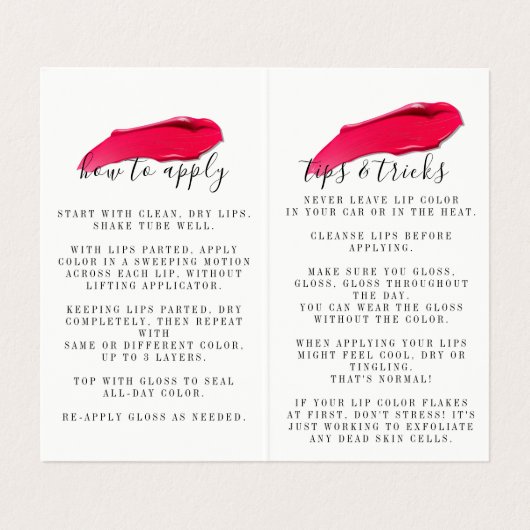 Gloss als een bss Lipsense gevouwen Visitekaartje (Binnenkant ongevouwen)