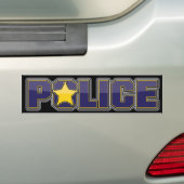 Gloss Police Department Blue met Star Bumpersticker (Op auto)
