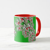 GLOSSY 3D-kerstrood-groen fractal ~ Mok (Voorkant rechts)