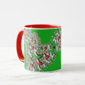 GLOSSY 3D-kerstrood-groen fractal ~ Mok (Voorkant links)