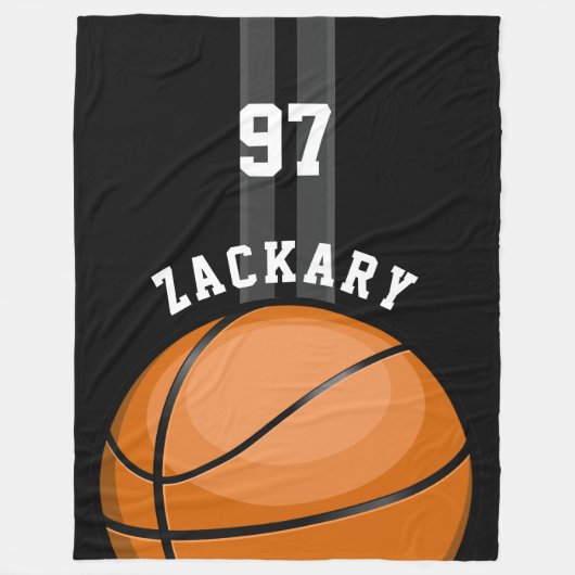 Glossy BasketBall Black Fleece Deken (Voorkant)