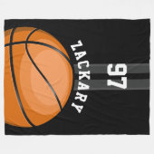 Glossy BasketBall Black Fleece Deken (Voorkant (Horizontaal))