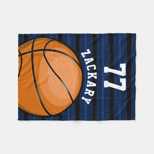 Glossy BasketBall Thleing Blue Fleece Deken (Voorkant (Horizontaal))