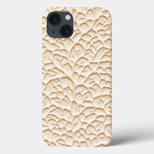 Glossy Beige iPhone Case with Textured Relief (Achterkant)