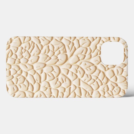 Glossy Beige iPhone Case with Textured Relief (Achterkant (horizontaal))