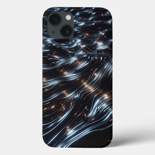 Glossy Black Chrome Liquid Phone Case - Abstract  (Achterkant)