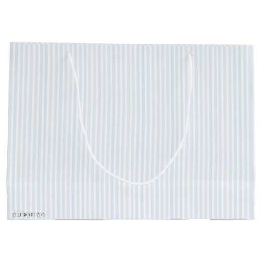 Glossy Blue Striped Pastel Gift Bag Groot Cadeauzakje (Achterkant)