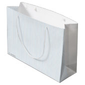 Glossy Blue Striped Pastel Gift Bag Groot Cadeauzakje (Achterkant Gekanteld)