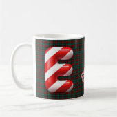 Glossy Candy Cane Striped Christmas Letter E Koffiemok (Links)
