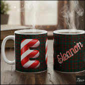 Glossy Candy Cane Striped Christmas Letter E Koffiemok
