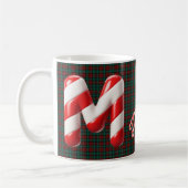 Glossy Candy Cane Striped Christmas Letter M Koffiemok (Links)