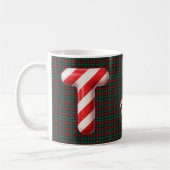 Glossy Candy Cane Striped Christmas Letter T Koffiemok (Links)
