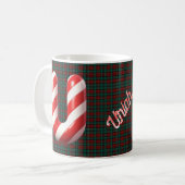 Glossy Candy Cane Striped Christmas Letter U Koffiemok (Voorkant links)