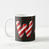 Glossy Candy Cane Striped Christmas Letter W Koffiemok (Links)