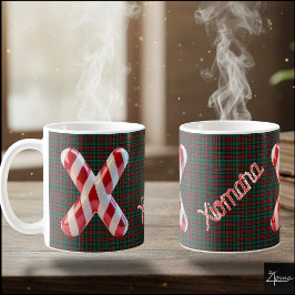 Glossy Candy Cane Striped Christmas Letter X Koffiemok