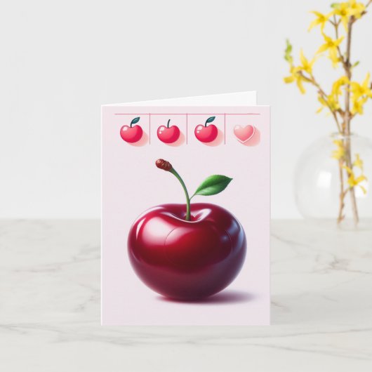 Glossy Cherry Blank Notecard Kaart (Gele Bloem)