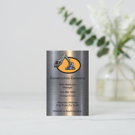Glossy Classy Construction Business Cards Visitekaartje (Staand voorkant)