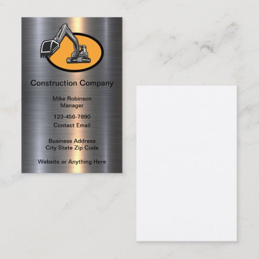 Glossy Classy Construction Business Cards Visitekaartje (Voorkant / Achterkant)