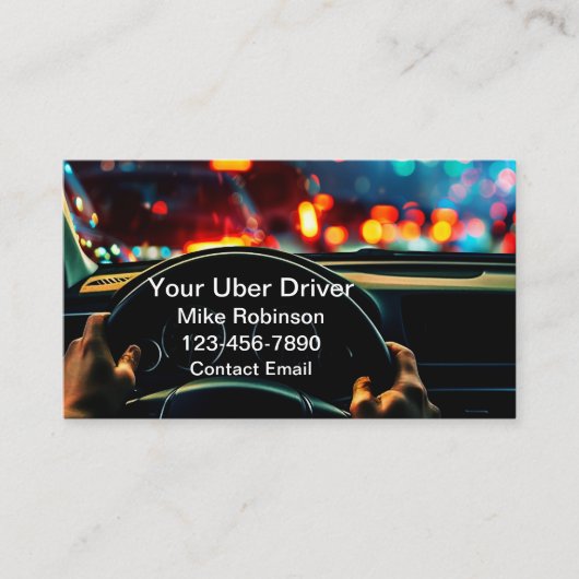 Glossy Cool Uber Car Service Driver Visitekaartjes (Voorkant)