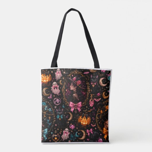 Glossy Coquette Witch Halloween Tote Bag (Achterkant)