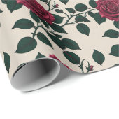 Glossy Crimson Roses With Dark Green Leaves Cadeaupapier (Rol Hoek)